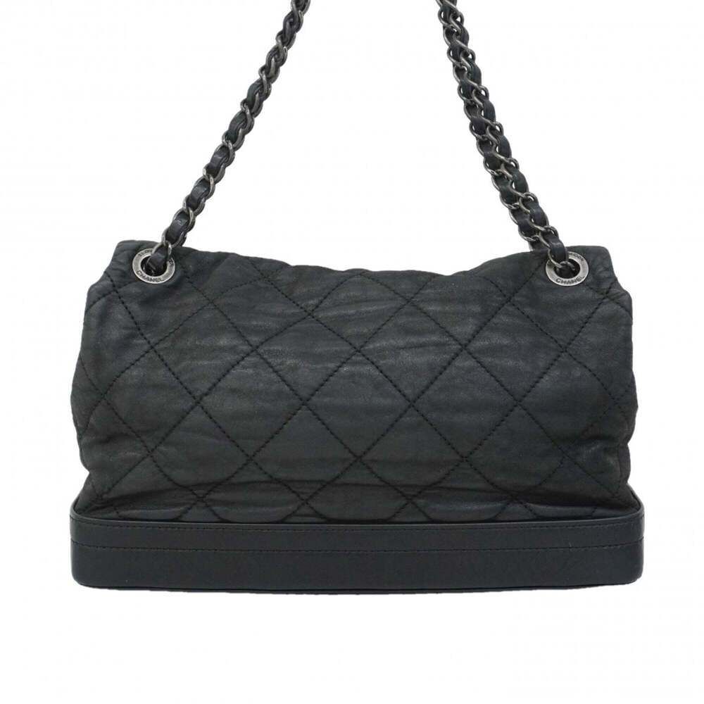 Chanel Matelassé Shoulder Bag, Double Chain, Leather, Black, Women's, P2826025 - Picture 11 of 12